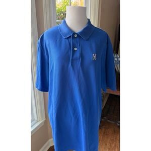 Psycho Bunny Mens Royal Blue Polo Shirt Classic Fit Bunny Logo Size 8